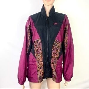 Vintage NIKE ColorBlock Womens Windbreaker Jacket Size M Purple Black